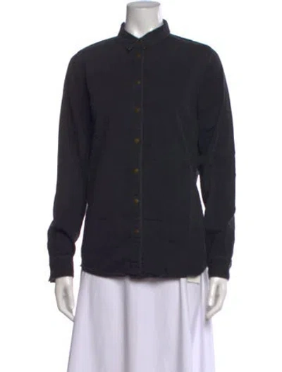 Pre-owned Closed Long Sleeve Button-up Top In Black
