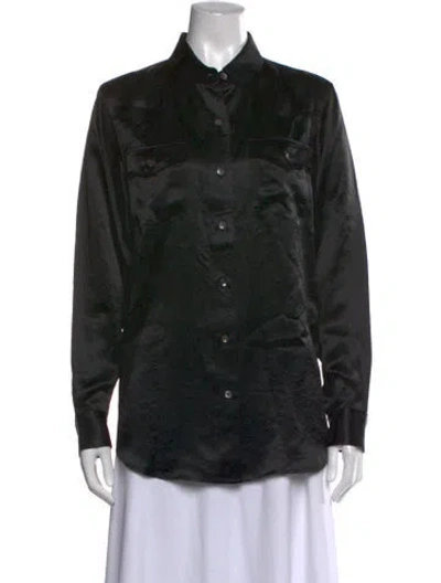Pre-owned Closed Long Sleeve Button-up Top In Black