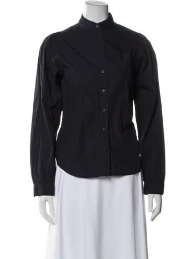 Pre-owned Closed Long Sleeve Button-up Top In Blue