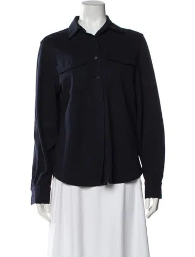 Pre-owned Closed Long Sleeve Button-up Top In Blue