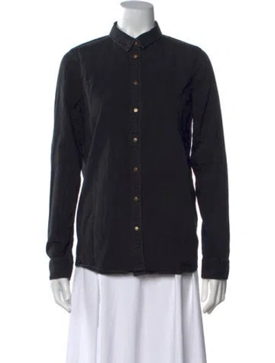 Pre-owned Closed Long Sleeve Button-up Top In Blue