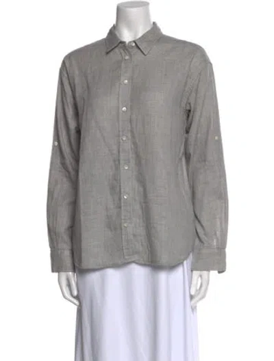Pre-owned Closed Long Sleeve Button-up Top In Gray