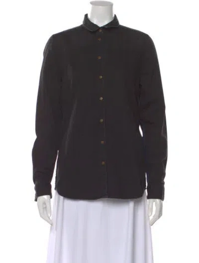 Pre-owned Closed Long Sleeve Button-up Top In Gray