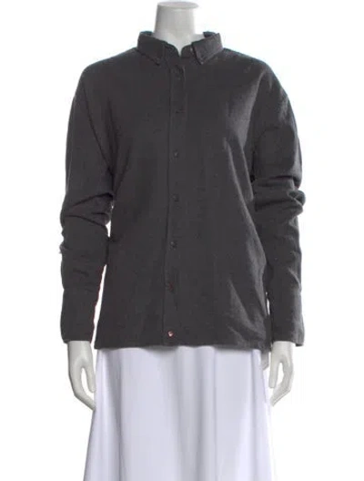 Pre-owned Closed Long Sleeve Button-up Top In Gray