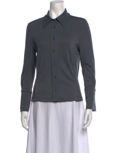 Pre-owned Closed Long Sleeve Button-up Top In Grey