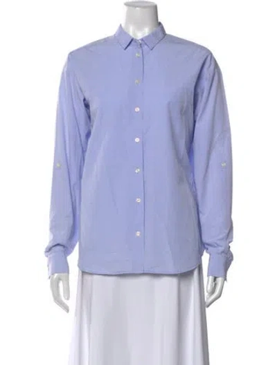 Pre-owned Closed Long Sleeve Button-up Top In Purple