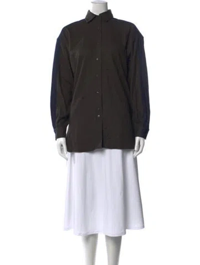 Pre-owned Closed Long Sleeve Button-up Top W/ Tags In Black