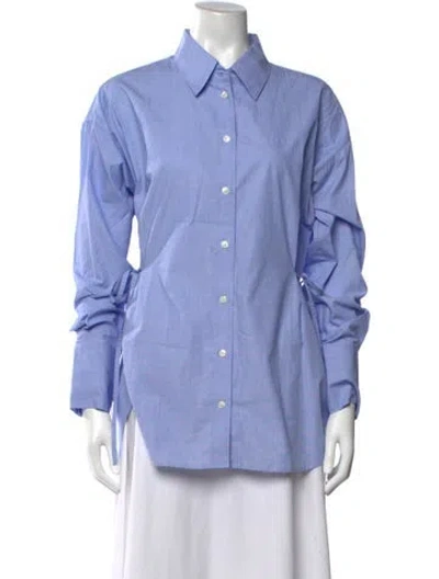 Pre-owned Closed Long Sleeve Button-up Top W/ Tags In Blue