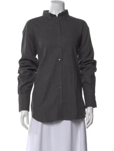 Pre-owned Closed Long Sleeve Button-up Top W/ Tags In Gray