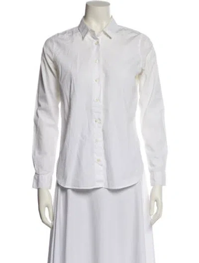 Pre-owned Closed Long Sleeve Button-up Top In White
