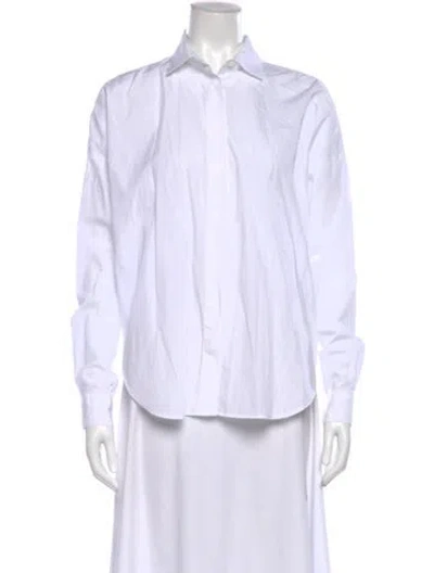 Pre-owned Closed Long Sleeve Button-up Top In White