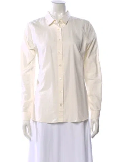 Pre-owned Closed Long Sleeve Button-up Top In White