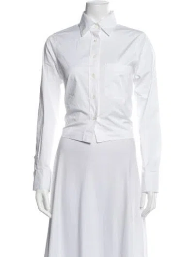 Pre-owned Closed Long Sleeve Button-up Top In White