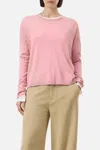 Closed Long Sleeve Crewneck Sweater In Peony Pink In Pink