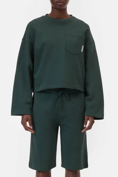 Closed Long Sleeve Crewneck Sweatshirt In Royal Green In Yellow