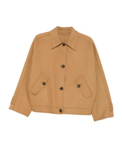 Closed Flap-pocket Buttoned Jacket In Brown