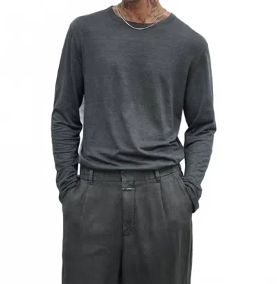 Closed Long Sleeve Linen T-shirt In Pepper Gray In Black