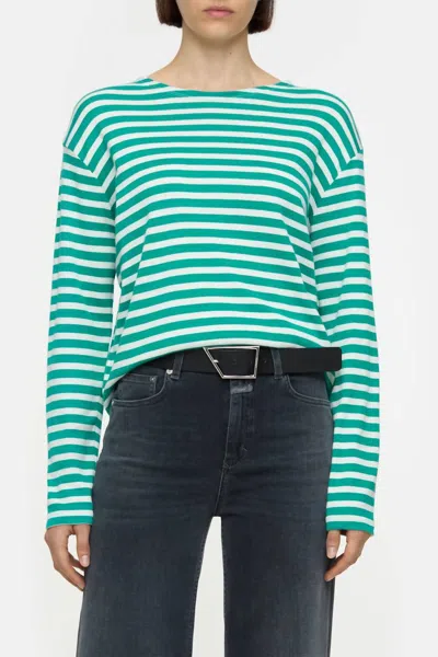 Closed Long Sleeve Striped Shirt In Meadow Green In Multi