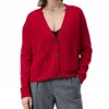Closed Long Sleeve Wool Cardigan In Chili In Red