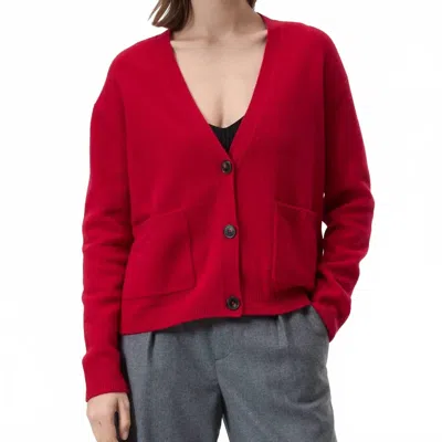 Closed Long Sleeve Wool Cardigan In Chili In Red