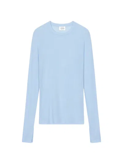 Closed Long-sleeve Slit-cuff T-shirt In Blue