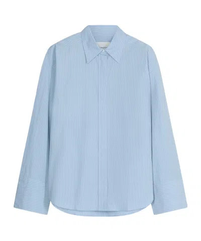 Closed Long-sleeve Striped Cotton Shirt In Blue