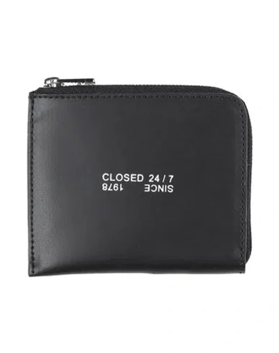 Closed Man Coin Purse Black Size - Leather