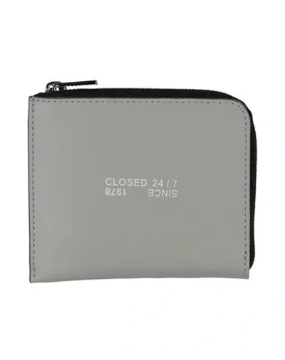 Closed Man Coin Purse Light Grey Size - Leather In Gray