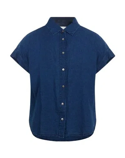 Closed Man Denim Shirt Blue Size M Linen, Cotton