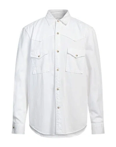 Closed Man Denim Shirt White Size L Cotton