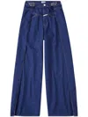Closed Margo X Rigid Drape-paneled High-rise Wide-leg Jeans In Blue