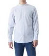 Closed Men's Collarless Long Sleeve Shirt In Royal Azure In Blue