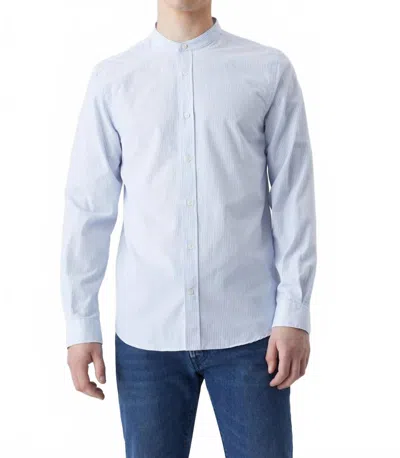 Closed Men's Collarless Long Sleeve Shirt In Royal Azure In Blue