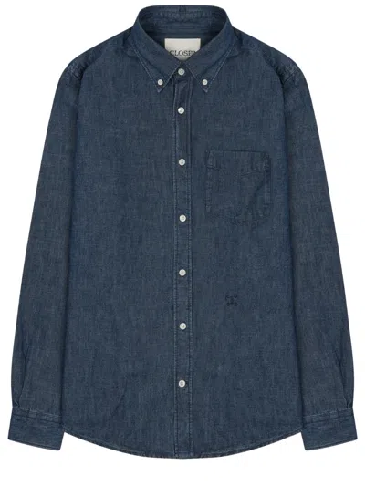 Closed Men's Denim Button-down Shirt In Blue