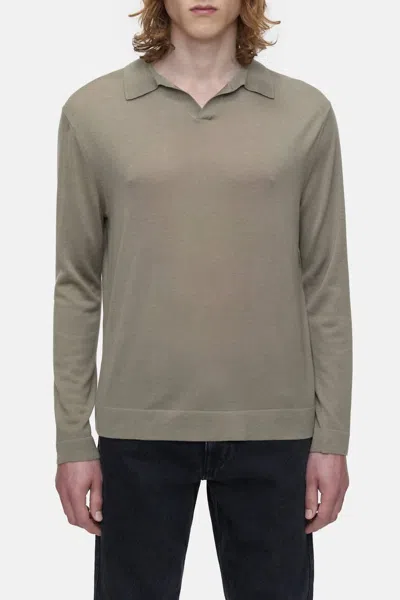 Closed Men's Polo Top In Natural Linen In Green