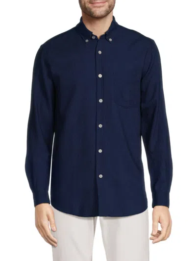 Closed Men's Solid Button Down Shirt In Dark Blue