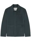 Closed Blue Solid Shirt Collar Jacket In Green