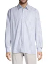 Closed Men's Striped Cotton Button-front Shirt In Blue