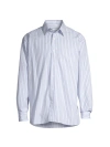 Closed Men's Striped Cotton Button-front Shirt In Teak Wood