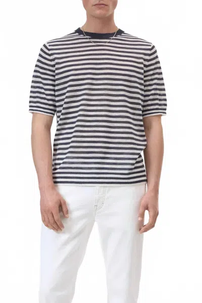 Closed Men's Striped T-shirt In Magma Black In Multi