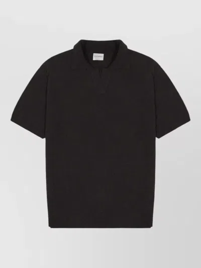 Closed Mens Knit Polo Shirt Textured Fabric In Brown