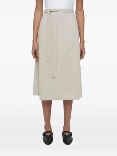 Closed Merino-wool Wrap Midii Skirt In Neutral