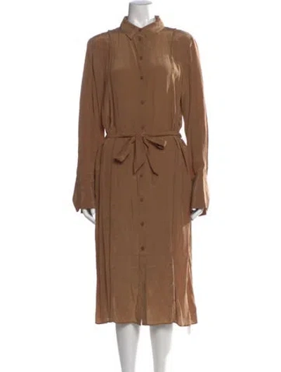 Pre-owned Closed Midi Length Dress In Brown