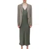 Closed Midi Slip Dress In Green Weed In Multi