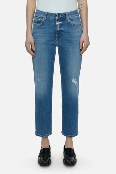 Closed Milo Distressed Jeans In Mid Blue In Multi