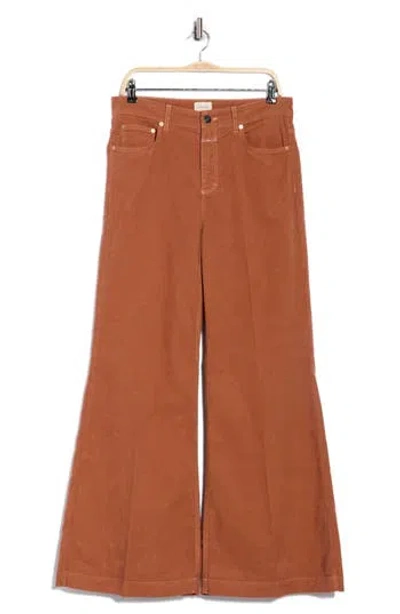 Closed Milo Wide Leg Flare Corduroy Pants In Brown