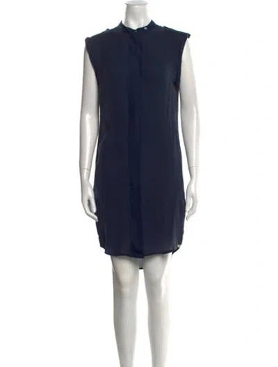 Pre-owned Closed Mock Neck Knee-length Dress In Blue