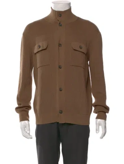 Pre-owned Closed Mock Neck Long Sleeve Cardigan In Brown