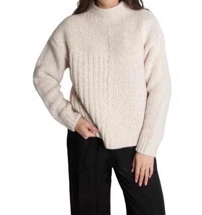Closed Mock Neck Long Sleeve Sweater In English Rose In Pink