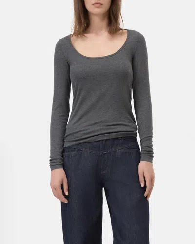 Closed Modal-cashmere Blend Long Sleeve Top In Dark Gray